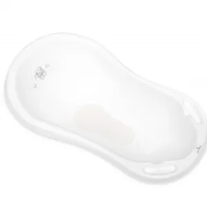 Cada baie 84 cm cu dop de scurgere si baza antialunecare Bear White