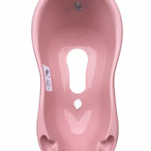 Cadita bebe cu dop de scurgere si baza antialunecare Bear Dark Pink 100 x 51 x 31 cm