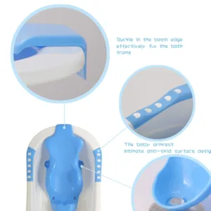 Cadita bebelusi Little Mom Angel Blue cu reductor detasabil ergonomic cu fixare in ventuze inclus