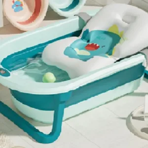 Cadita bebelusi pliabila Little Mom Dino Blue