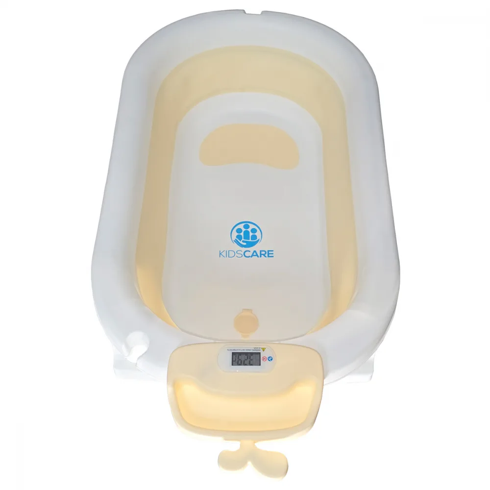 Cadita pliabila KidsCare Bej cu termometru