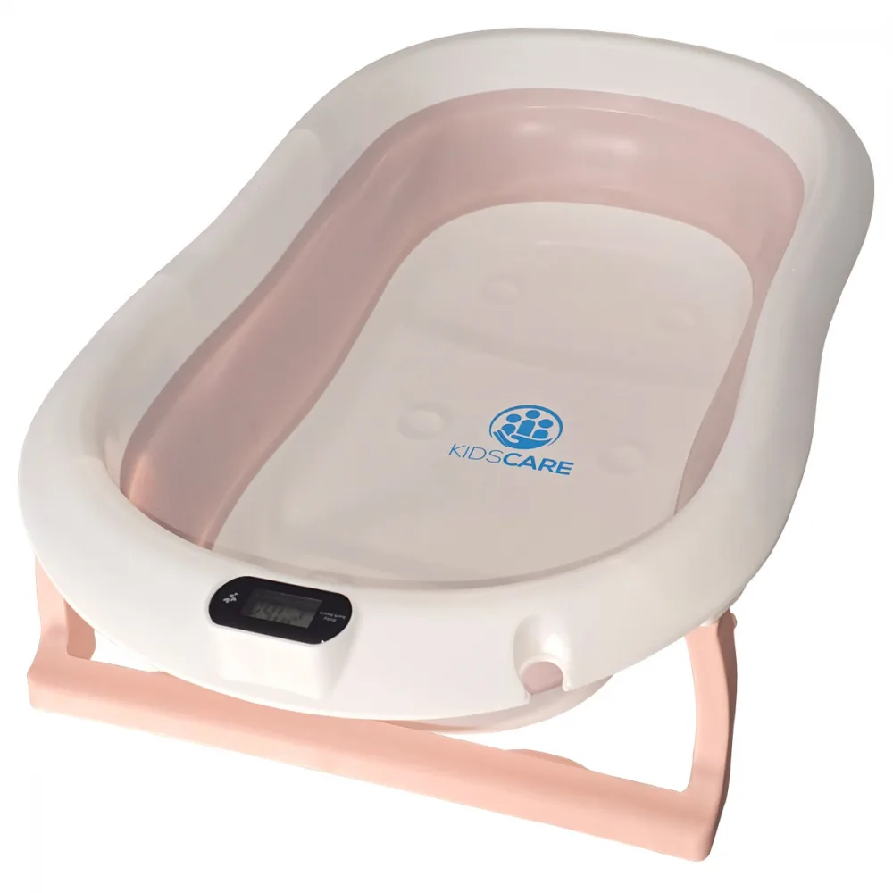 Cadita pliabila KidsCare Roz cu termometru