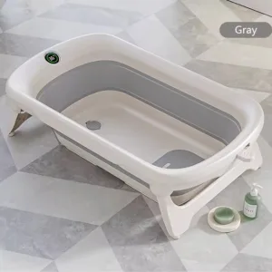 Cadita pliabila Little Mom cu termometru electronic incorporat Grey