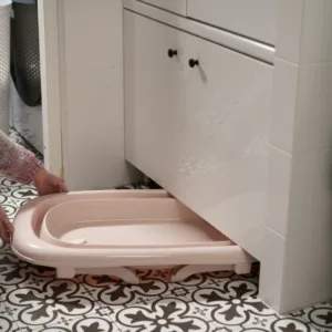 Cadita pliabila cu dop de scurgere si termometru Tega Baby Rosewater