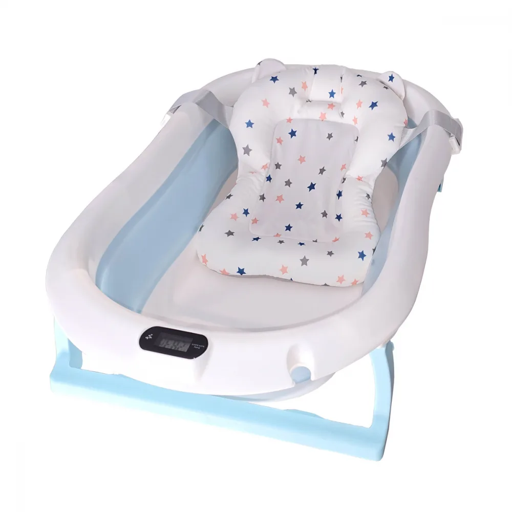 Cadita pliabila pentru bebelusi KidsCare Albastra cu suport metalic