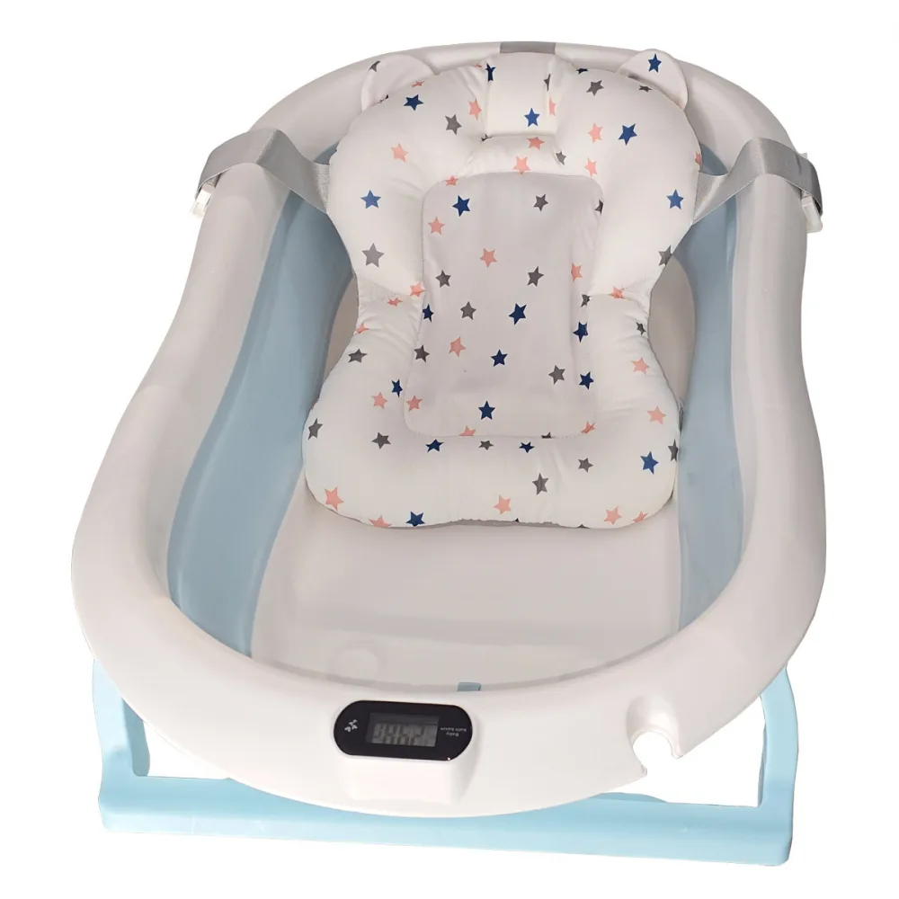 Cadita pliabila pentru bebelusi KidsCare Albastra cu termometru