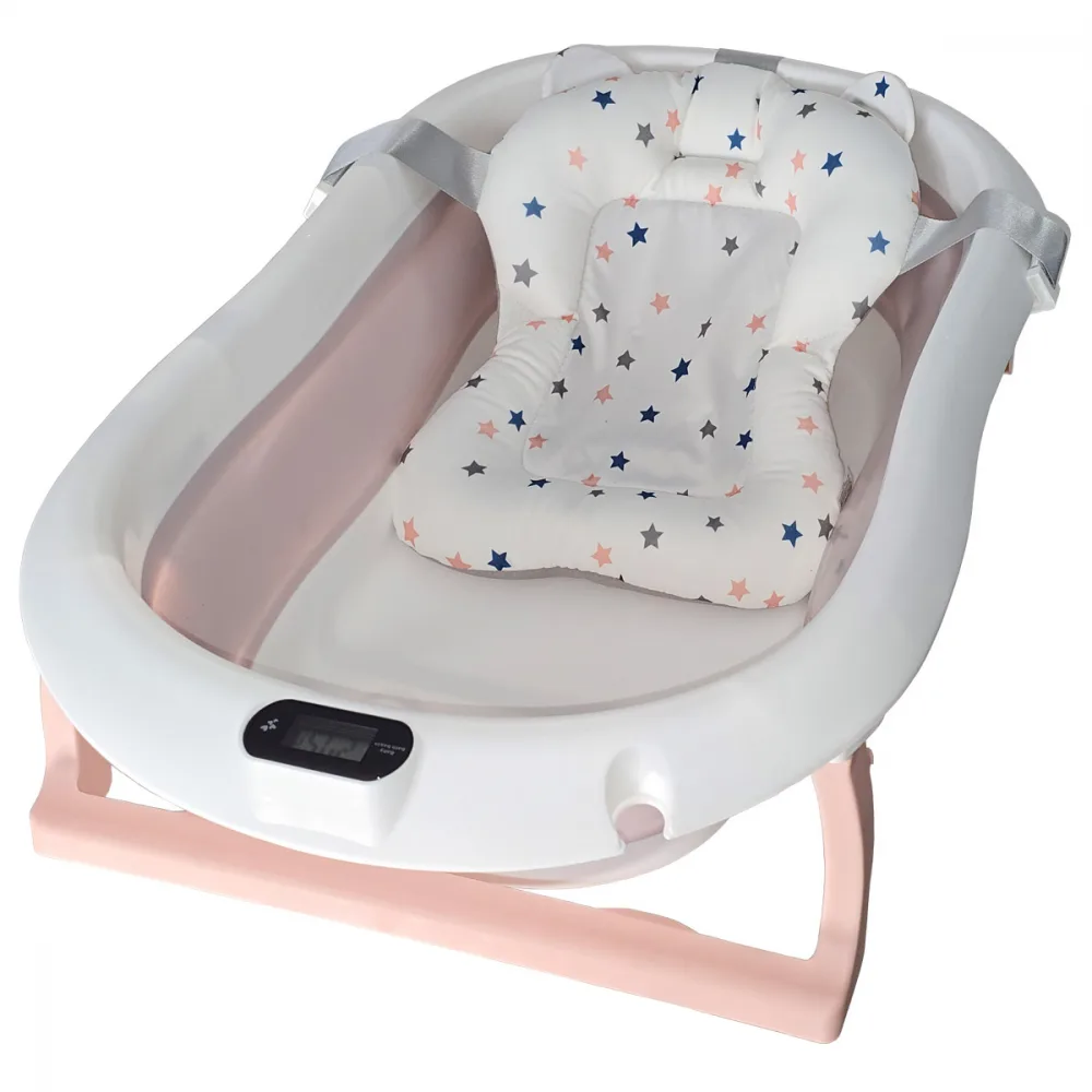 Cadita pliabila pentru bebelusi KidsCare Roz cu suport metalic