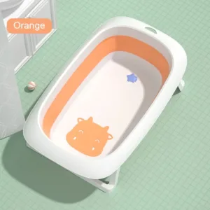 Cadita pliabila pentru copii Little Mom Happy Cow Orange