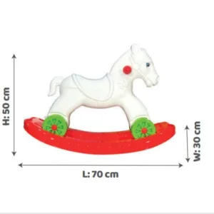 Calut balansoar cu platforma de balansare detasabila si 4 roti White Rocking Horse