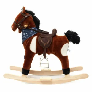 Calut balansoar din plus Baby Mix cu melodie de cowboy si efect de galop Arthur maro deschis