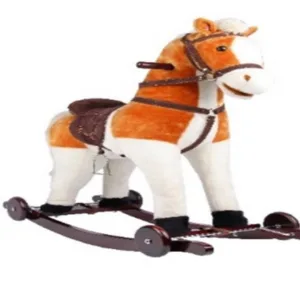 Calut balansoar pentru copii Novokids Rocking Horse XXL BeigeAlb din plus