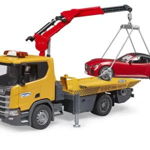 Camion cu platforma si masinuta Roadster Bruder Scania 03552