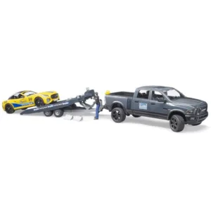 Camion pick up cu platforma si masinuta de curse Bruder MAN TGS si Roadster