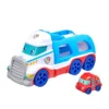 Camion transportator cu o masinuta din plastic moale Tiny Teamsterz