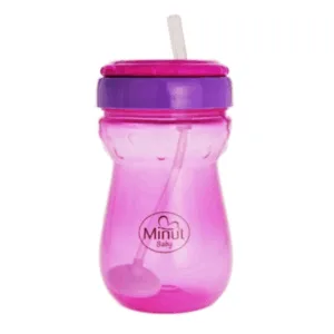 Cana anticurgere Minut Baby cu pai mobil 360 ml roz