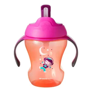 Cana antivarsare cu pai Tomme Tippee 230ml 6 luni+ roz si portocaliu