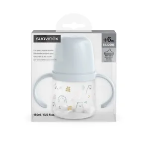 Cana cu cioc din silicon Bears Suavinex 150 ml albastru
