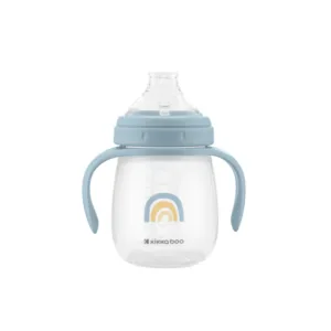 Cana cu cioc din silicon Kikkaboo Stripy Friends Blue 240ml