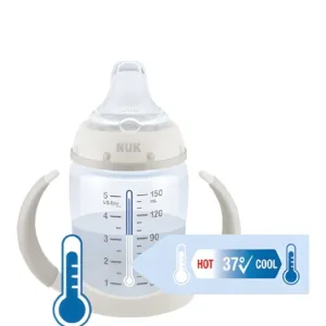 Cana cu cioc din silicon Nuk First Choice 150 ml 6-18 luni Alb