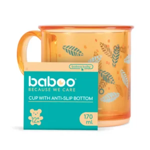 Cana cu fund antiderapant Baboo Portocaliu 170 ml 12 luni+