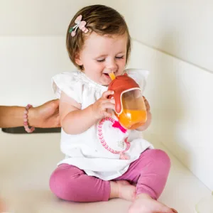 Cana cu pai Baby Ono pentru copii 240 ml maro