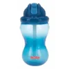 Cana cu pai anti-alunecare Nuby  360 ml 12 luni + Albastru inchis