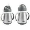 Cana cu pai din inox Beaba 250 ml Mineral Grey