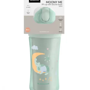 Cana cu pai din silicon KikkaBoo 220ml KikkaBoo Moony me Mint