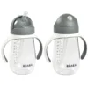 Cana cu pai din tritan Beaba 300 ml Mineral Grey