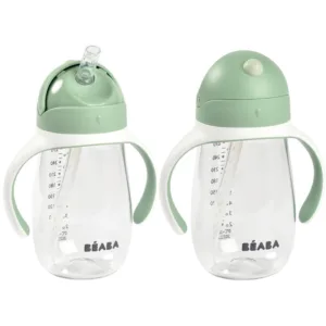 Cana cu pai din tritan Beaba 300 ml Sage Green