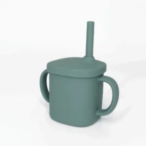 Cana cu pai si capac din silicon Coccorito Mint 180 ml