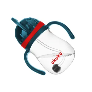 Cana de antrenament Akuku AlbastruRosu 280ml anti-varsare cu manere si pai cu greutate