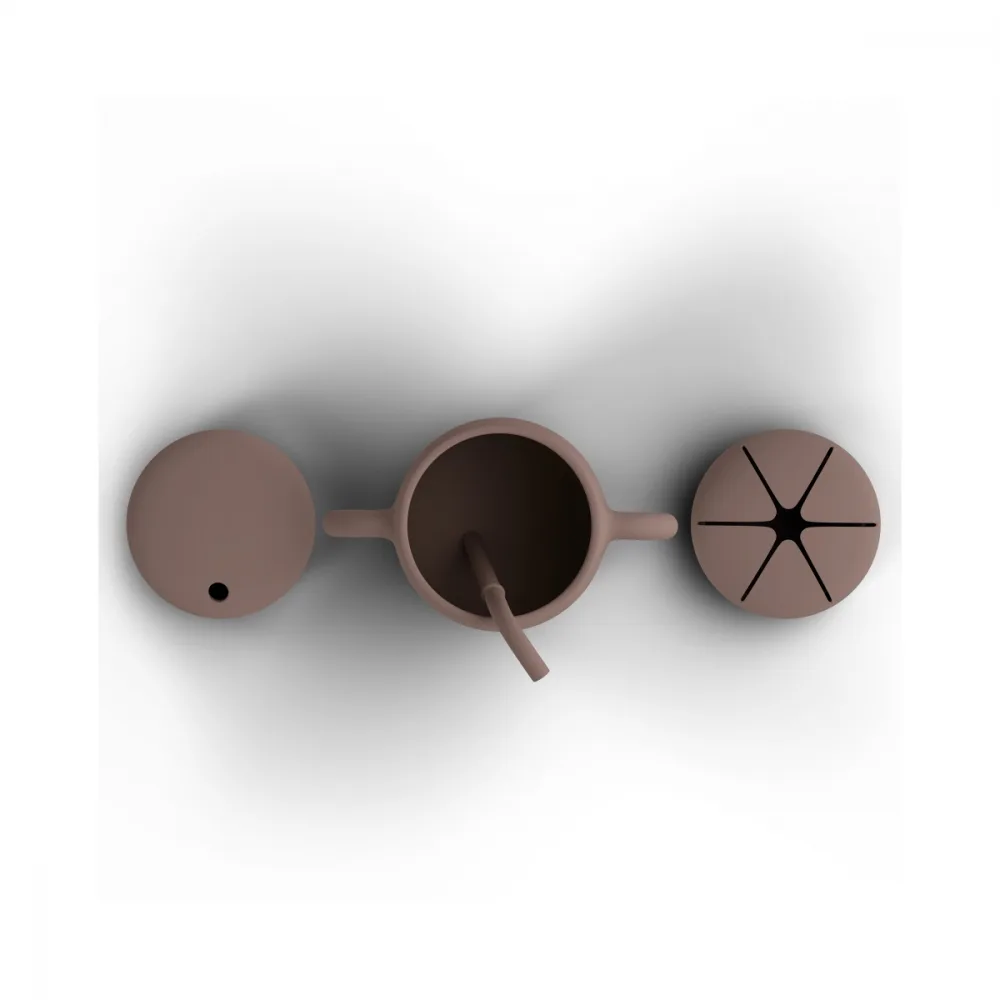 Cana de antrenament BabySteps rose cu pai din silicon 250ml