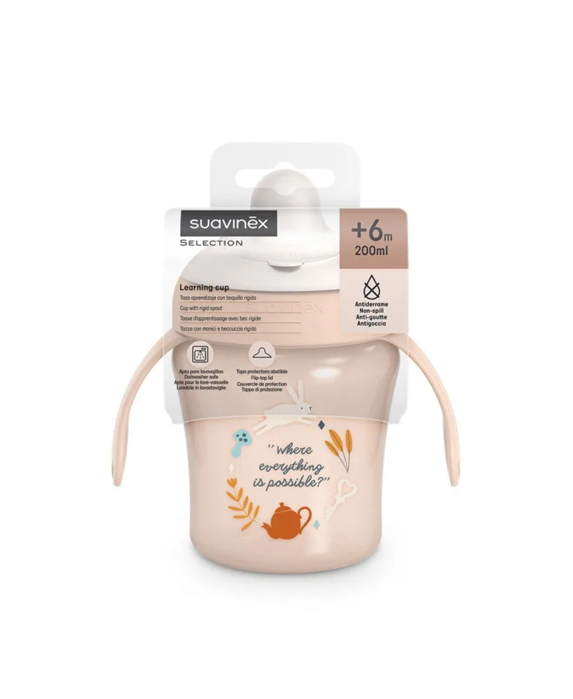 Cana de antrenament Suavinex Wonder roz 200 ml