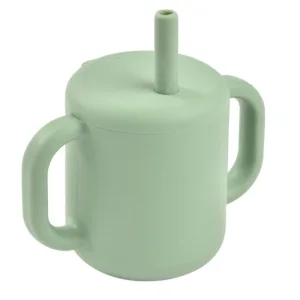Cana de antrenament cu pai din silicon Beaba Sage Green 170 ml