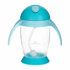 Cana de apa Bocioland cu pai si manere 300 ml 6 luni+ Blue