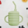 Cana din silicon cu pai AppeKids Raw Green