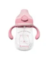 Cana din tritan cu pai si manere KikkaBoo 300ml Bear with me Pink