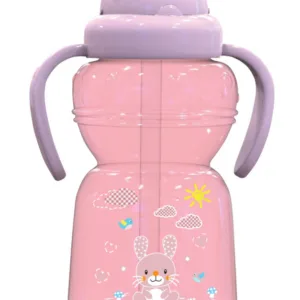 Cana sport Animals cu manere si pai moale 6 luni+ 325 ml Blush Pink