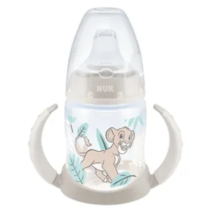 Cana tranzitie cu control temperatura si duza silicon Nuk Lion King 150 ml