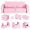Canapea extensibila modulara pentru copii cu 2 locuri formata din 10 piese Ecotoys roz