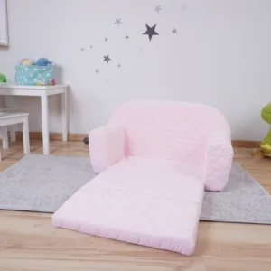 Canapea extensibila pentru copii Knorr Toys Cosy Heart Rose matlasata