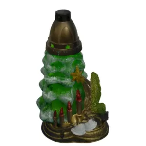Candela din sticla cu decoratiune pentru Craciun 29 cm