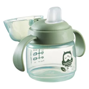 Canita antivarsare cu duza moale Tommee Tippee Bacshield 150 ml 4 luni + Green Owl