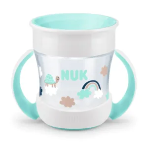 Canuta antivarsare cu manere NUK Mini Magic 160 ml 6 luni verde cu soricei