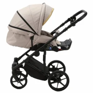 Carucior 3 in 1 Adamex Rimini Alu tip Collection Linen EcoLeather golden sand cu scaun iSize