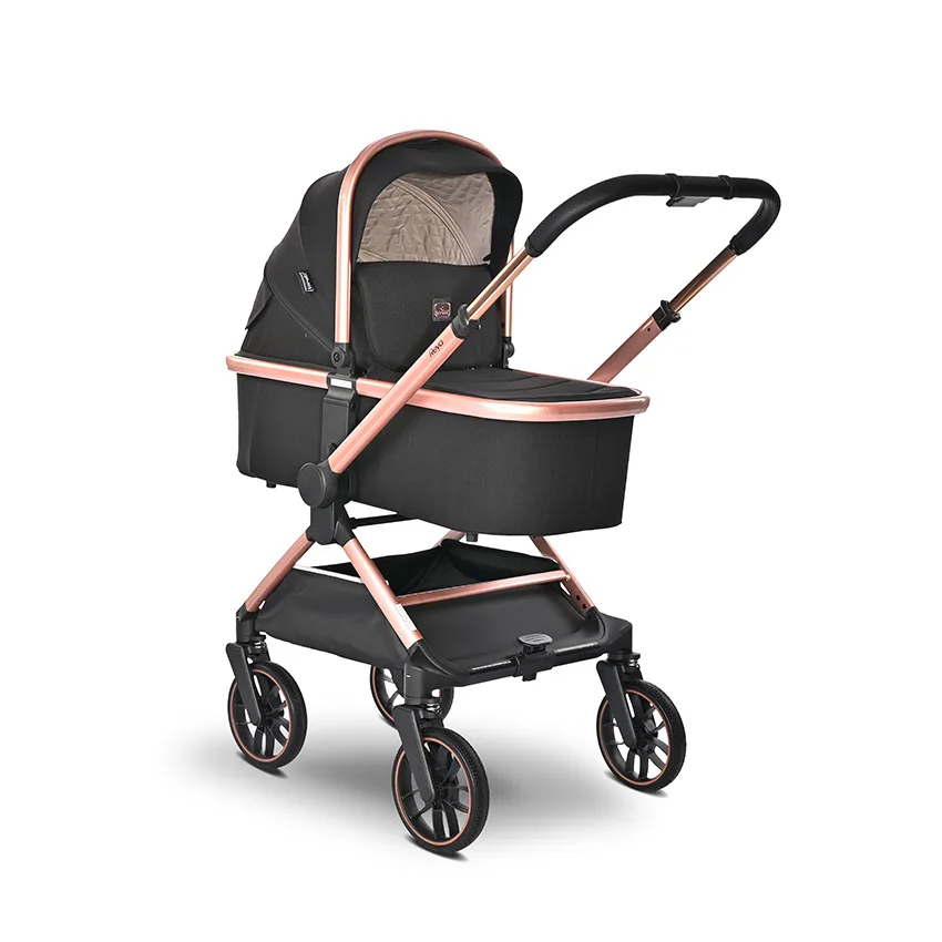 Carucior 3 in 1 pentru copii Lorelli Reya Negru Jasper cu maner reversibil