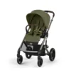Carucior Cybex Gold Balios S Lux Moss Green cu cadru taupe si maner curbat