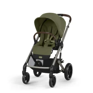Carucior Cybex Gold Balios S Lux Moss Green cu cadru taupe si maner curbat