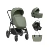 Carucior combinat 3 in 1 Kikka Boo Modena cu scoica auto I-SIZE (40-87cm) Army Green
